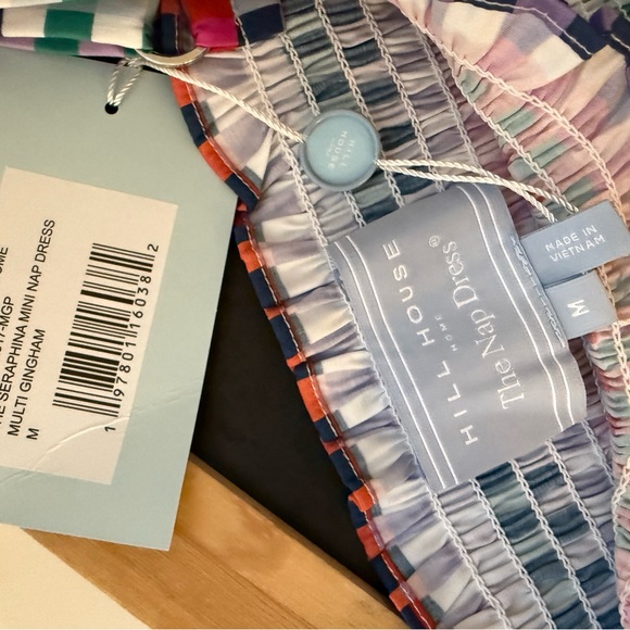 Hill House Seraphina Mini Nap Dress Multicolor gingham Dress NEW Womens medium - Picture 9 of 9